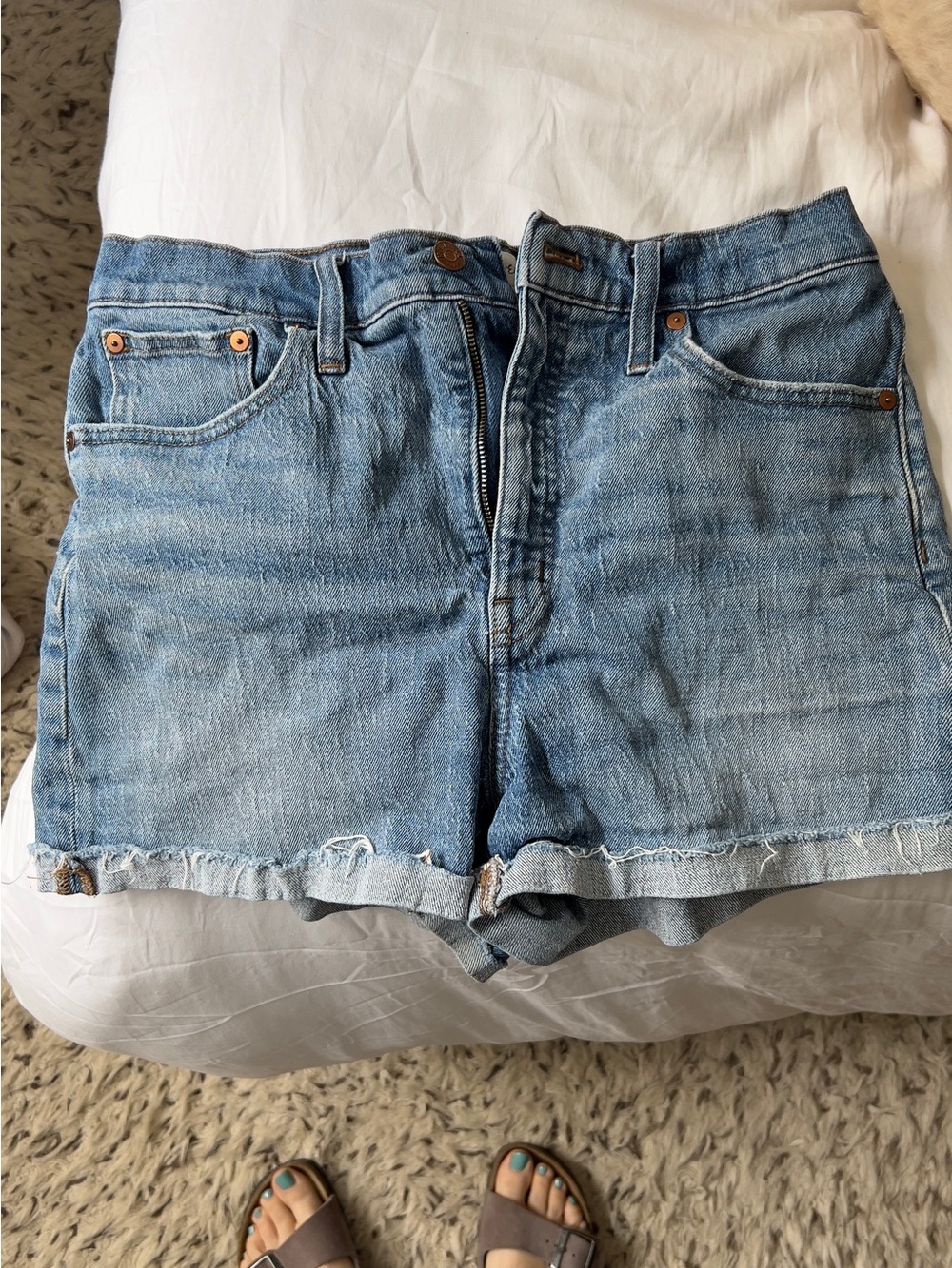 Madewell Light Blue High-Rise Denim Shorts